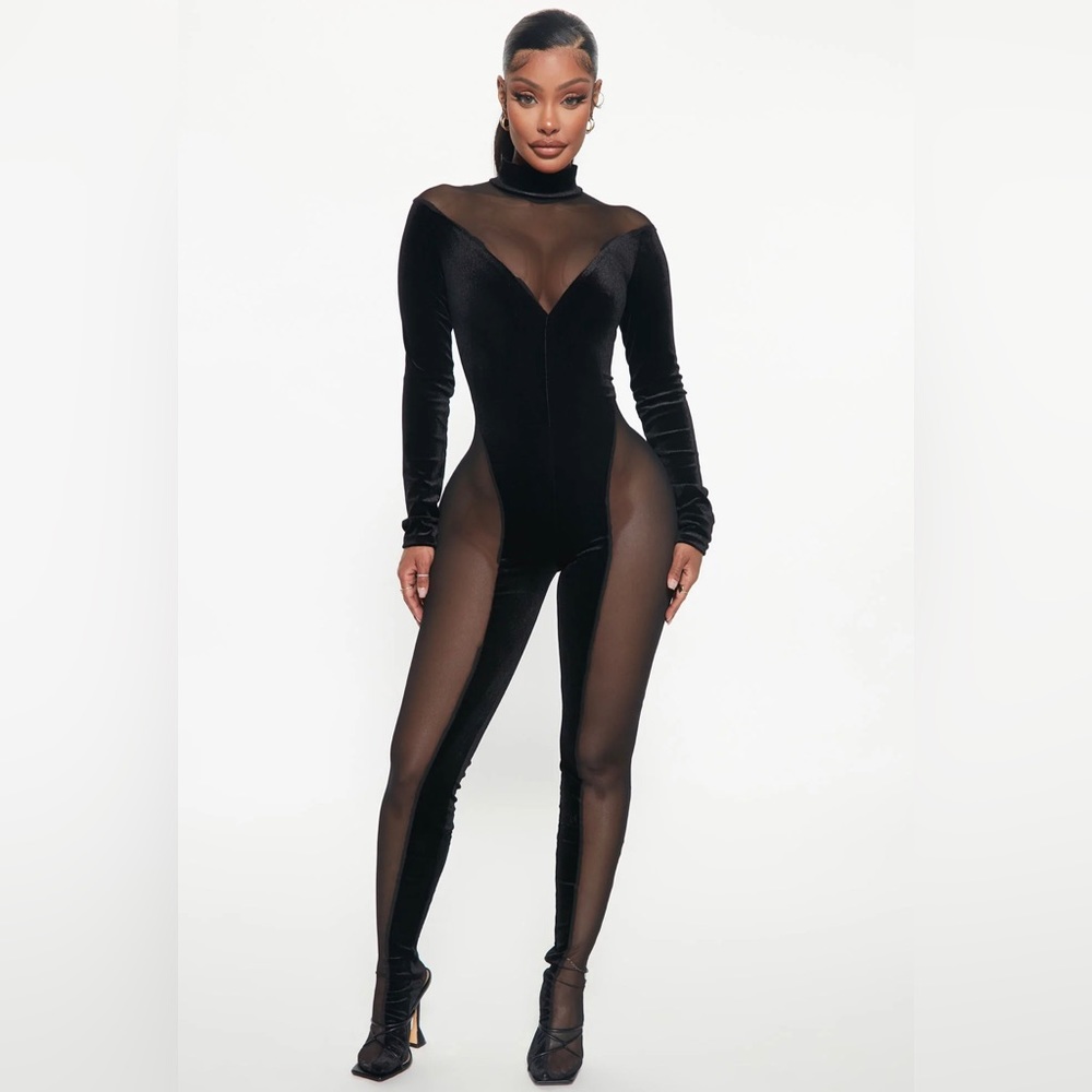 “Everything I Need Mesh Jumpsuit”- Fashion Nova